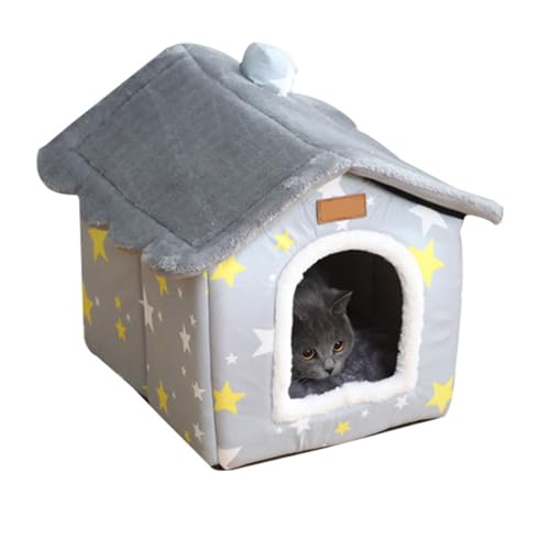 Katzenhäuser Für Hauskatzen, Zusammenklappbares Höhlenhaus, Katzenhaus, Hundehütte Mit Waschbarer, Abnehmbarer Matte, Winterwarmes Katzenbett Für Kleine Katzen Und Hunde,C,S von YPDOPORA