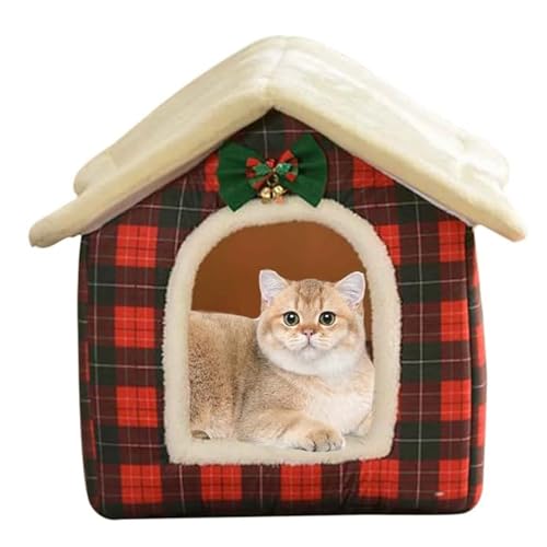 Katzenhäuser Für Hauskatzen, Zusammenklappbares Höhlenhaus, Katzenhaus, Hundehütte Mit Waschbarer, Abnehmbarer Matte, Winterwarmes Katzenbett Für Kleine Katzen Und Hunde,F,M von YPDOPORA