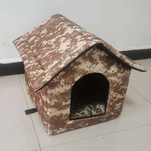 YPDOPORA Katzenhaus Im Freien, Wasserdichter Winter-Katzenhaus Für Streuner, Mit Warmer Matte, Faltbar Und Beweglich, Leicht Zu Reinigen, Katzenzelt Für Kleine Hunde,D,M von YPDOPORA