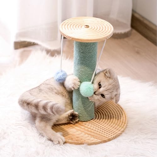 Katzenkratzspielzeugpfosten | Natürliches Sisalseil | Kratzbäume Aus Sisal, Kratzbaum Für Katzen, Katzenturm Mit Flauschigem Ball, Mehrstufiges Kratzspielzeug Für Katzen,B von YPDOPORA