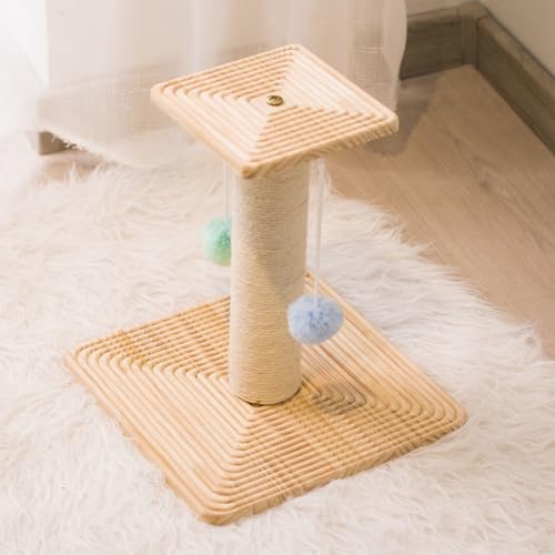 YPDOPORA Katzenkratzspielzeugpfosten | Natürliches Sisalseil | Kratzbäume Aus Sisal, Kratzbaum Für Katzen, Katzenturm Mit Flauschigem Ball, Mehrstufiges Kratzspielzeug Für Katzen,I von YPDOPORA