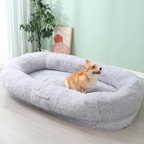 Menschliches Hundebett-Nest-Lazy-Sofa, Waschbares Orthopädisches Nickerchen-Hundebett Aus Kunstpelz Mit Memory-Schaum Zum Einschlafen, Orthopädisches Nickerchen-Hundebett Für Große Hunde,A,4XL von YPDOPORA