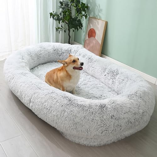 Menschliches Hundebett-Nest-Lazy-Sofa, Waschbares Orthopädisches Nickerchen-Hundebett Aus Kunstpelz Mit Memory-Schaum Zum Einschlafen, Orthopädisches Nickerchen-Hundebett Für Große Hunde,D,6XL von YPDOPORA