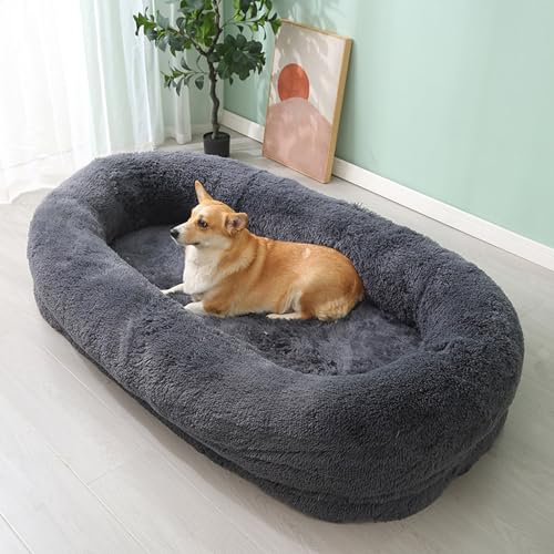 Menschliches Hundebett-Nest-Lazy-Sofa, Waschbares Orthopädisches Nickerchen-Hundebett Aus Kunstpelz Mit Memory-Schaum Zum Einschlafen, Orthopädisches Nickerchen-Hundebett Für Große Hunde,F,4XL von YPDOPORA