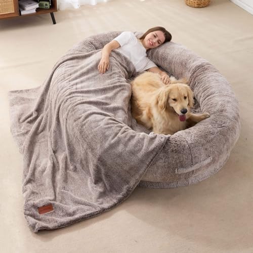 Menschliches Hundebett-Nest-Lazy-Sofa, Wasserdichtes, Waschbares Riesen-Hundebett Für Menschen, Hundebett Für Menschen Zum Einschlafen – Nickerchenbett Mit Weicher Decke, Menschliches Hundebett,C,L von YPDOPORA