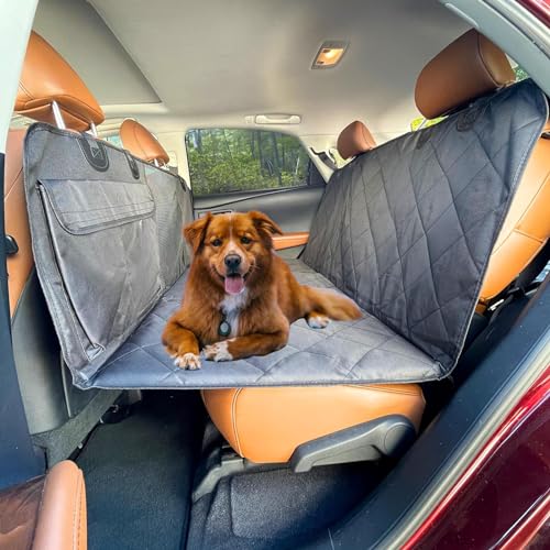 Rücksitzverlängerung Für Hunde, 100% Wasserdichter Hunde-Autositzbezug Mit Harter Unterseite, Mit Türbezügen, Sitzverlängerung Mit Netzfenster Und Aufbewahrungstaschen, LKW-SUV-Auto,A von YPDOPORA