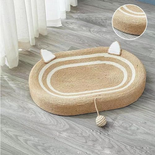 Sisal-Katzenkratzer Mit Baumelndem Ball, Ovale 3-In-1-Kratzunterlage Für Hauskatzen, Große Und Langlebige Katzenkratzlounge, Rutschfestes Und Langlebiges Katzenkratzloungebett,B von YPDOPORA