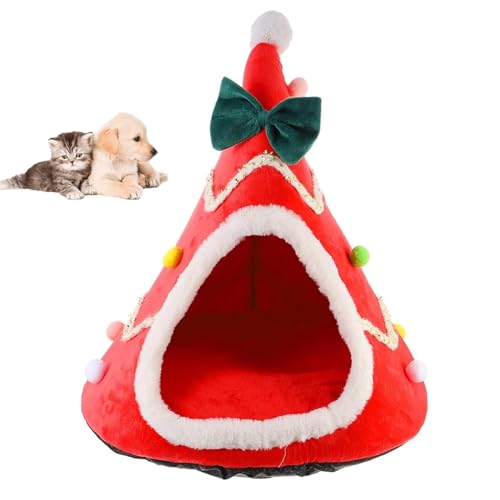 Weihnachts-Katzenbetthöhle – Winterwarmes Weihnachts-Hundezeltbett Hundehütte Indoor-Hundezwinger Für Kleine Hunde Katzen Kätzchenbett von YPDOPORA