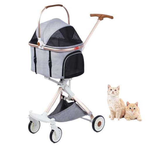 YPDOPORA 3-In-1-Kinderwagen Für Haustiere, Hundewagen Für Kleine Hunde, Mittelgroße Katzen Und Hunde, Zusammenklappbarer, Leichter Hundebuggy Mit Abnehmbarer Tragetasche Und Aufbewahrungskorb,A von YPDOPORA