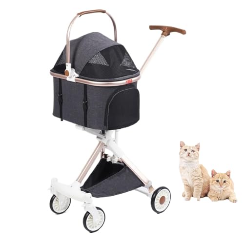 YPDOPORA 3-In-1-Kinderwagen Für Haustiere, Hundewagen Für Kleine Hunde, Mittelgroße Katzen Und Hunde, Zusammenklappbarer, Leichter Hundebuggy Mit Abnehmbarer Tragetasche Und Aufbewahrungskorb,B von YPDOPORA