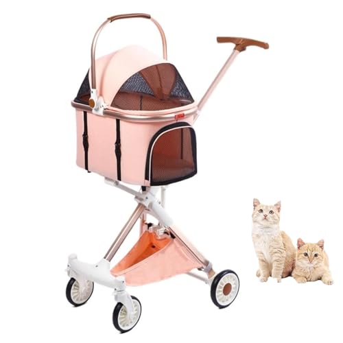 YPDOPORA 3-In-1-Kinderwagen Für Haustiere, Hundewagen Für Kleine Hunde, Mittelgroße Katzen Und Hunde, Zusammenklappbarer, Leichter Hundebuggy Mit Abnehmbarer Tragetasche Und Aufbewahrungskorb,C von YPDOPORA