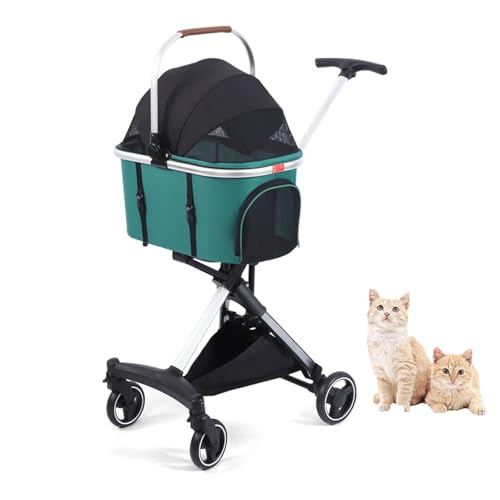 YPDOPORA 3-In-1-Kinderwagen Für Haustiere, Hundewagen Für Kleine Hunde, Mittelgroße Katzen Und Hunde, Zusammenklappbarer, Leichter Hundebuggy Mit Abnehmbarer Tragetasche Und Aufbewahrungskorb,D von YPDOPORA