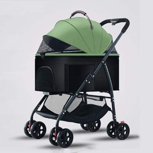 YPDOPORA 3-In-1-Kinderwagen Für Haustiere, Katzen Und Hunde, Zusammenklappbarer, Leichter Hundebuggy, Katzen-Reisebuggy, Hundewagen, Reisetrage, Haustier-Joggingwagen Mit Korb,A von YPDOPORA