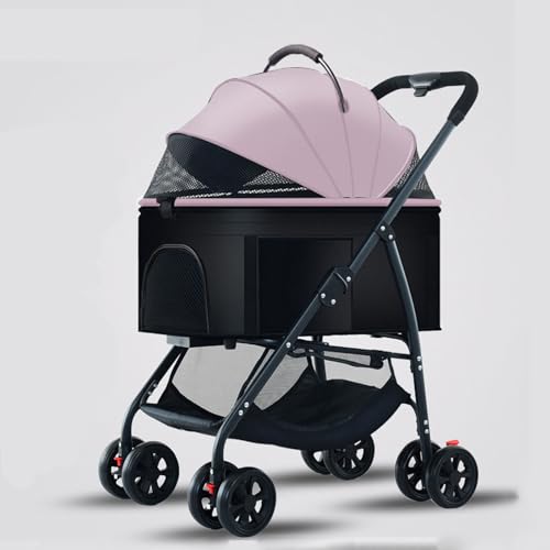 YPDOPORA 3-In-1-Kinderwagen Für Haustiere, Katzen Und Hunde, Zusammenklappbarer, Leichter Hundebuggy, Katzen-Reisebuggy, Hundewagen, Reisetrage, Haustier-Joggingwagen Mit Korb,B von YPDOPORA