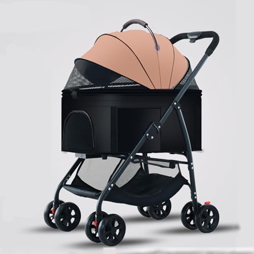 YPDOPORA 3-In-1-Kinderwagen Für Haustiere, Katzen Und Hunde, Zusammenklappbarer, Leichter Hundebuggy, Katzen-Reisebuggy, Hundewagen, Reisetrage, Haustier-Joggingwagen Mit Korb,C von YPDOPORA