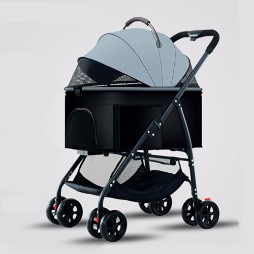 YPDOPORA 3-In-1-Kinderwagen Für Haustiere, Katzen Und Hunde, Zusammenklappbarer, Leichter Hundebuggy, Katzen-Reisebuggy, Hundewagen, Reisetrage, Haustier-Joggingwagen Mit Korb,D von YPDOPORA