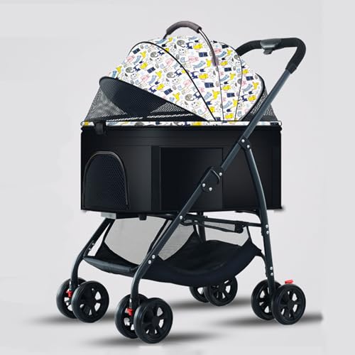 YPDOPORA 3-In-1-Kinderwagen Für Haustiere, Katzen Und Hunde, Zusammenklappbarer, Leichter Hundebuggy, Katzen-Reisebuggy, Hundewagen, Reisetrage, Haustier-Joggingwagen Mit Korb,E von YPDOPORA