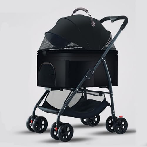 YPDOPORA 3-In-1-Kinderwagen Für Haustiere, Katzen Und Hunde, Zusammenklappbarer, Leichter Hundebuggy, Katzen-Reisebuggy, Hundewagen, Reisetrage, Haustier-Joggingwagen Mit Korb,F von YPDOPORA