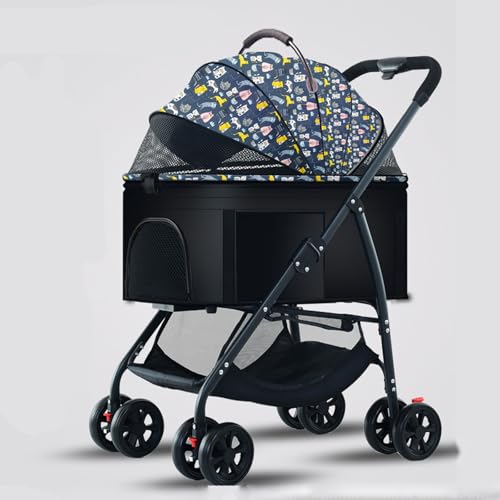 YPDOPORA 3-In-1-Kinderwagen Für Haustiere, Katzen Und Hunde, Zusammenklappbarer, Leichter Hundebuggy, Katzen-Reisebuggy, Hundewagen, Reisetrage, Haustier-Joggingwagen Mit Korb,G von YPDOPORA