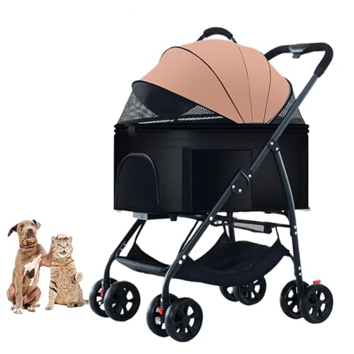 YPDOPORA 3-In-1-Kinderwagen Für Haustiere, Katzen Und Hunde, Zusammenklappbarer, Leichter Hundebuggy, Katzen-Reisebuggy Bis 25 Kg, Hundewagen, Reisetragetasche, Haustier-Joggingwagen Mit Korb,B von YPDOPORA