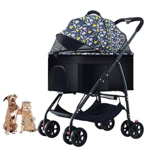 YPDOPORA 3-In-1-Kinderwagen Für Haustiere, Katzen Und Hunde, Zusammenklappbarer, Leichter Hundebuggy, Katzen-Reisebuggy Bis 25 Kg, Hundewagen, Reisetragetasche, Haustier-Joggingwagen Mit Korb,C von YPDOPORA