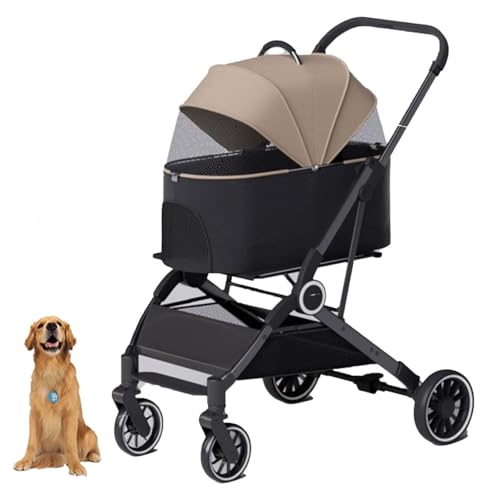 YPDOPORA 3-In-1-Kinderwagen Mit Klappmechanismus, Hundebuggy Für Kleine Hunde Und Katzen, 4-Rad-Kinderwagen Mit Abnehmbarer Tragetasche Und Aufbewahrungskorb Für Kleine Und Mittelgroße Haustiere,D von YPDOPORA