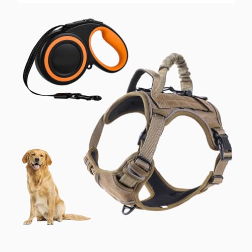 YPDOPORA Atmungsaktives Taktisches Hundegeschirr Aus Netzstoff, Reflektierendes Hundegeschirr, No-Pull-Frontclip-Service-Hundeweste Mit 2 Griffen, Verstellbare Haustierweste Für Hunde,C,XL von YPDOPORA