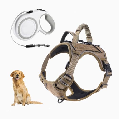 YPDOPORA Atmungsaktives Taktisches Hundegeschirr Aus Netzstoff, Reflektierendes Hundegeschirr, No-Pull-Frontclip-Service-Hundeweste Mit 2 Griffen, Verstellbare Haustierweste Für Hunde,D,L von YPDOPORA