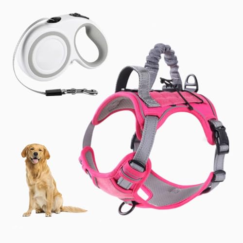 YPDOPORA Atmungsaktives Taktisches Hundegeschirr Aus Netzstoff, Reflektierendes Hundegeschirr, No-Pull-Frontclip-Service-Hundeweste Mit 2 Griffen, Verstellbare Haustierweste Für Hunde,H,XL von YPDOPORA