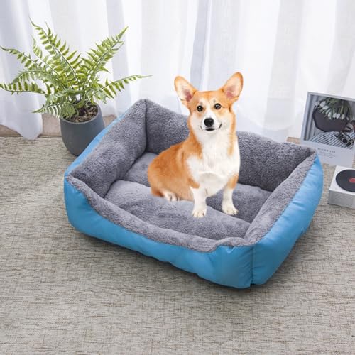 YPDOPORA Deluxe-Hundebett, Weicher Plüsch, Flauschige Oberseite, rutschfeste Unterseite, Bequemes Zwingerbett, Strapazierfähiges Kuscheltier, Weiches, Beruhigendes Schlafbett, Waschbar,Blau,L von YPDOPORA