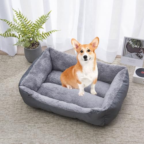 YPDOPORA Deluxe-Hundebett, Weicher Plüsch, Flauschige Oberseite, rutschfeste Unterseite, Bequemes Zwingerbett, Strapazierfähiges Kuscheltier, Weiches, Beruhigendes Schlafbett, Waschbar,Grau,2XL von YPDOPORA