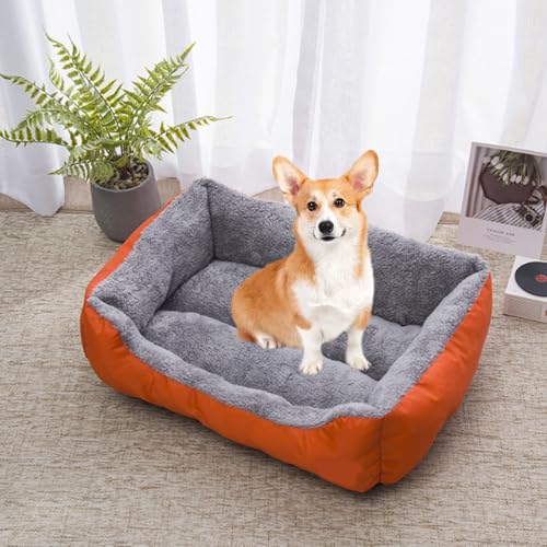 YPDOPORA Deluxe-Hundebett, Weicher Plüsch, Flauschige Oberseite, rutschfeste Unterseite, Bequemes Zwingerbett, Strapazierfähiges Kuscheltier, Weiches, Beruhigendes Schlafbett, Waschbar,Orange,2XL von YPDOPORA