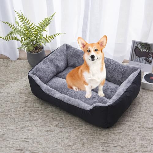 YPDOPORA Deluxe-Hundebett, Weicher Plüsch, Flauschige Oberseite, rutschfeste Unterseite, Bequemes Zwingerbett, Strapazierfähiges Kuscheltier, Weiches, Beruhigendes Schlafbett, Waschbar,Schwarz,2XL von YPDOPORA