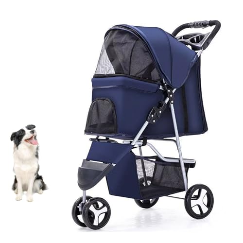 YPDOPORA Haustier-Kinderwagen, Faltbarer 3-Rad-Katzen-Hunde-Kinderwagen Mit Aufbewahrungskorb Und Getränkehalter Für Kleine Und Mittelgroße Katzen, Hunde, Welpen,C von YPDOPORA