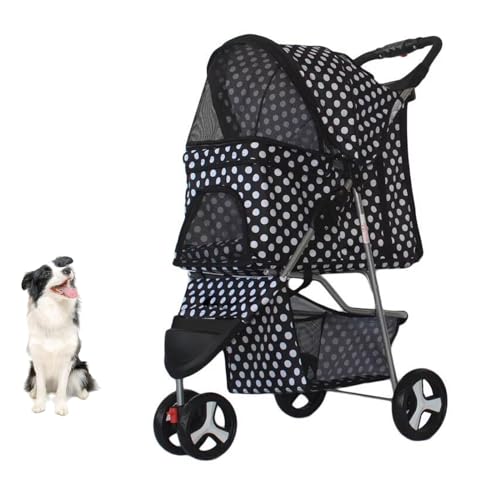 YPDOPORA Haustier-Kinderwagen, Faltbarer 3-Rad-Katzen-Hunde-Kinderwagen Mit Aufbewahrungskorb Und Getränkehalter Für Kleine Und Mittelgroße Katzen, Hunde, Welpen,D von YPDOPORA