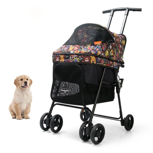 YPDOPORA Haustier-Kinderwagen Für Kleine Katzen Und Hunde, Zusammenklappbarer 3-In-1-Spazierwagen Mit 4 Rädern, Reise-Joggingwagen, Leicht, Tragbar, Bequemer Outdoor-Trolley,C von YPDOPORA