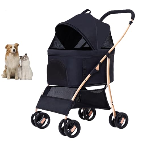 YPDOPORA Haustier-Kinderwagen Für Kleine Mittelgroße Hunde Und Katzen, Katzen-Hundekäfig, 3-In-1-Multifunktions-Hundekatzen-Jogger-Kinderwagen Mit 4 Rädern,C von YPDOPORA