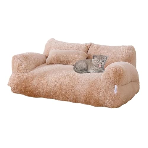 YPDOPORA Haustiersofa, Waschbares Großes Memory Foam-Beruhigungssofa Für Haustiere Mit Rutschfester Unterseite, Hundesofa-Couchbett Für Große Und Kleine Hunde Und Katzen Bis Zu 50 Kg,Braun,L von YPDOPORA