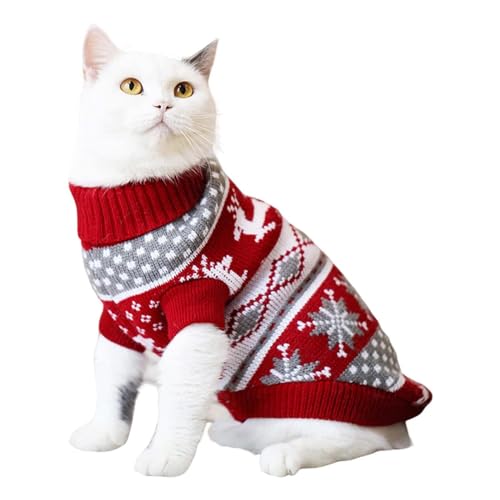 YPDOPORA Hund Weihnachtspullover Weihnachten Haustier Pullover Katze Kleidung Winter Warm Weihnachten Ragdoll Hund Katze Haustier Kätzchen Pullover Warmer Pullover Fleece,K,S von YPDOPORA