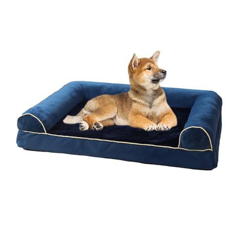 YPDOPORA Hundebett Für Couch, Hundedecke Für Couch, Großes Waschbares Hundesofabett, Weiche Nackenrolle, Hundenest Mit Baumwollfüllung, Warmes Haustier-Couchsofa,Blau,2XL von YPDOPORA