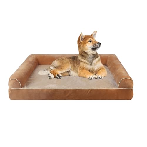 YPDOPORA Hundebett Für Couch, Hundedecke Für Couch, Großes Waschbares Hundesofabett, Weiche Nackenrolle, Hundenest Mit Baumwollfüllung, Warmes Haustier-Couchsofa,Braun,2XL von YPDOPORA