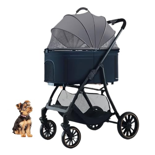 YPDOPORA Hundebuggy 3-In-1 Hundebuggy & Katzenbuggy Jogger-Buggy Reise-Klapp-Haustierbuggy, Hunde-/Katzenbuggy Mit Abnehmbarer Trage Und Aufbewahrungskorb,C von YPDOPORA