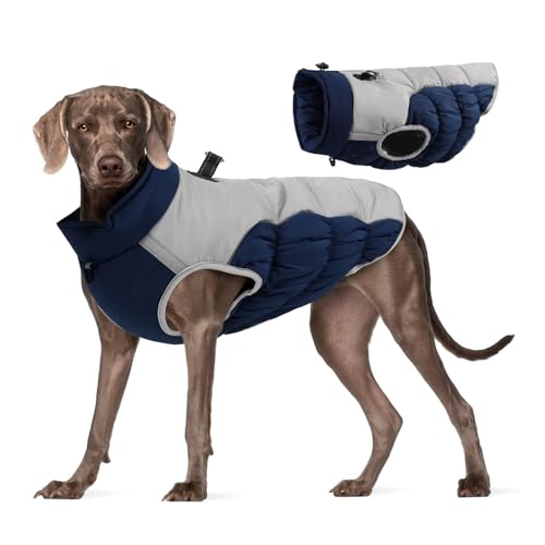 YPDOPORA Hundejacke, Wintermantel Mit Seil, Hundeleine-Set, Reflektierende Weste Für Hunde, Kaltes Wetter, Schneemäntel, Warme Kleidung, Jacken Mit Reißverschluss,D,5XL von YPDOPORA