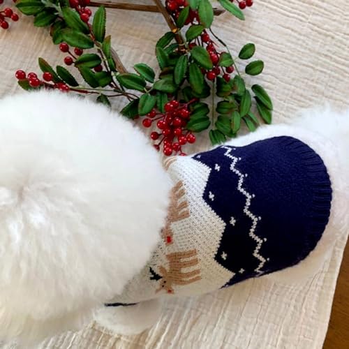 YPDOPORA Hundekostüme Für Weihnachten, Niedliche Rentier-Kleidung Für Kleine Hunde, Weihnachtliche Haustierpullover-Outfits, Feiertags-Strickwaren Für Welpen Und Katzen Für Kaltes Wetter,Blau,M von YPDOPORA