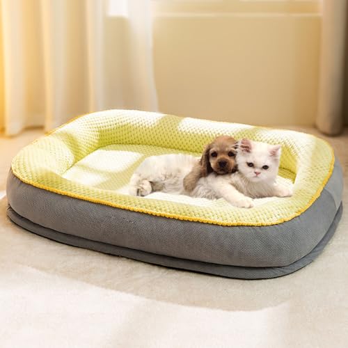 YPDOPORA Katzenbett Für Hauskatzen, Hundebett Für Kleine, Mittelgroße Und Große Hunde, Hundecouch-Design Mit Stütze, Abnehmbarem, Maschinenwaschbarem Plüschbezug Und Rutschfester Unterseite,Grün,XL von YPDOPORA