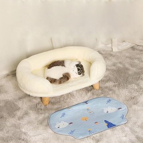 YPDOPORA Katzensofa Katzencoach Haustiersofa Katzencoach Katzenstuhl Katzencouch Bett Katzenschlafsofa Mit 4 Stabilen Holzbeinen, Geeignet Für Kleine Katzen Und Hunde,Weiß,L von YPDOPORA