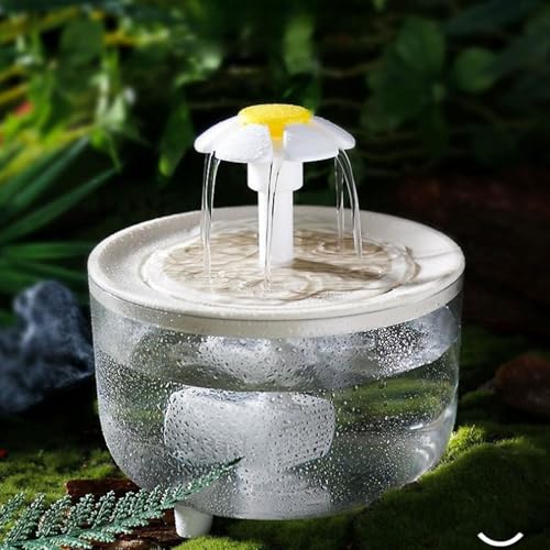 YPDOPORA Katzentrinkbrunnen, Kabelloser Haustierbrunnen, Batteriebetrieben, 1 L Automatischer Hundewasserspender Zum Trinken Mit Bewegungssensor, Leise Pumpe, Tablettadapter Aus Edelstahl,Clear von YPDOPORA