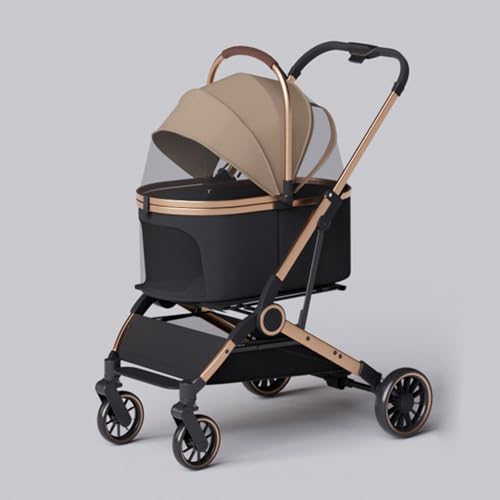 YPDOPORA Kinderwagen Für Haustiere, Abnehmbarer 2-In-1-Welpenkinderwagen, Atmungsaktiver Katzenkinderwagen Mit Viel Platz, Faltbares Design Mit Abnehmbarer Tragetasche, Getränkehalter,A von YPDOPORA