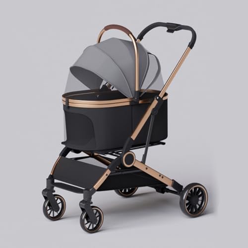 YPDOPORA Kinderwagen Für Haustiere, Abnehmbarer 2-In-1-Welpenkinderwagen, Atmungsaktiver Katzenkinderwagen Mit Viel Platz, Faltbares Design Mit Abnehmbarer Tragetasche, Getränkehalter,C von YPDOPORA