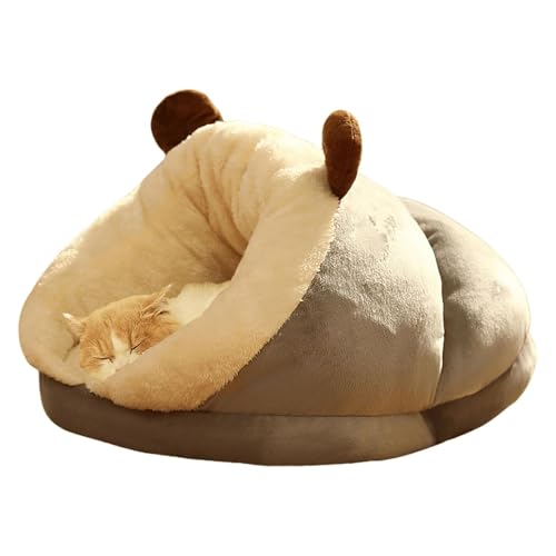 YPDOPORA Kleines Hundebett, Katzenhöhle, Haustierzelt Für Kleine Und Mittelgroße Welpen, Kätzchen, Hunde Und Katzen, Süßes Katzennestbett, Dicker, Warmer, Weicher Katzenschlafsack Aus Fleece,Grau,M von YPDOPORA